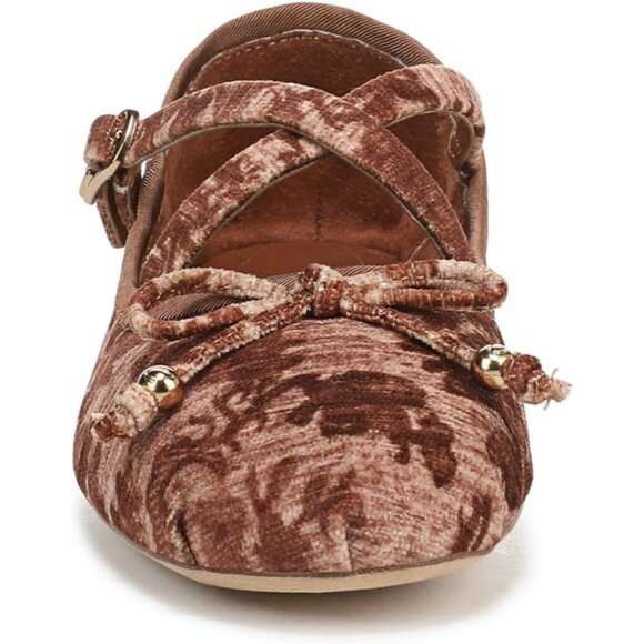 Circus NY by Sam Edelman Women's Cognac Multi Polyester Cross Strap Ballet Flat - Picture 2 of 6